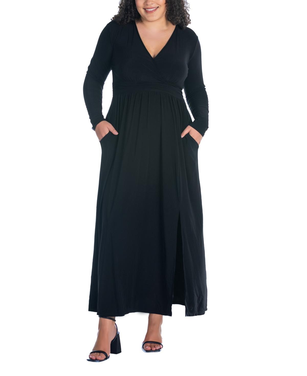 24seven Comfort Apparel Plus Long Sleeve Maxi Dress Product Image