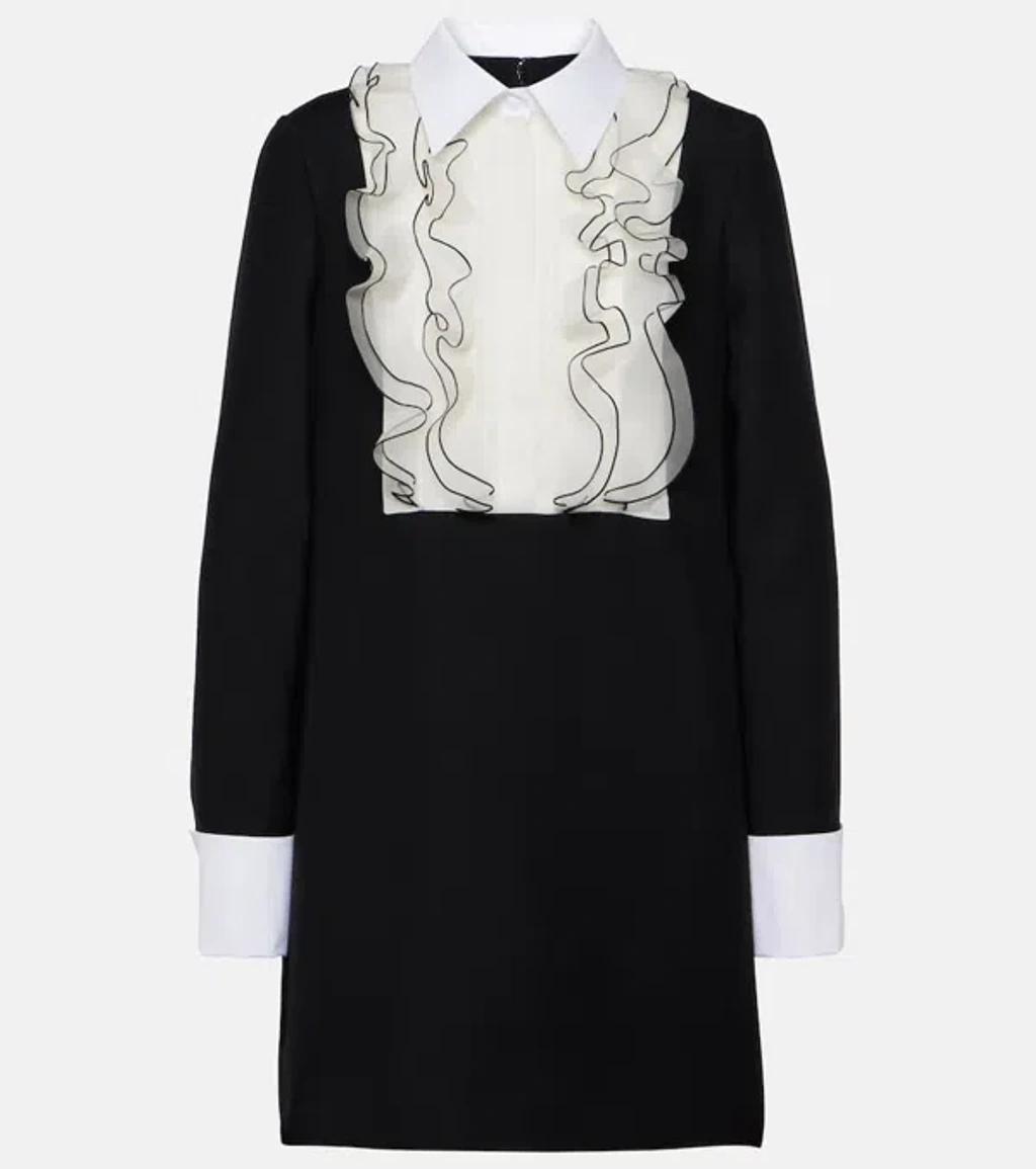 VALENTINO Crêpe Couture Ruffled Minidress In Black Product Image