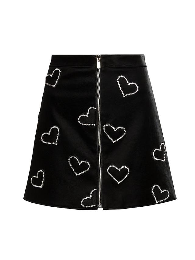 Womens Crystal-Embellished Zip Miniskirt Product Image