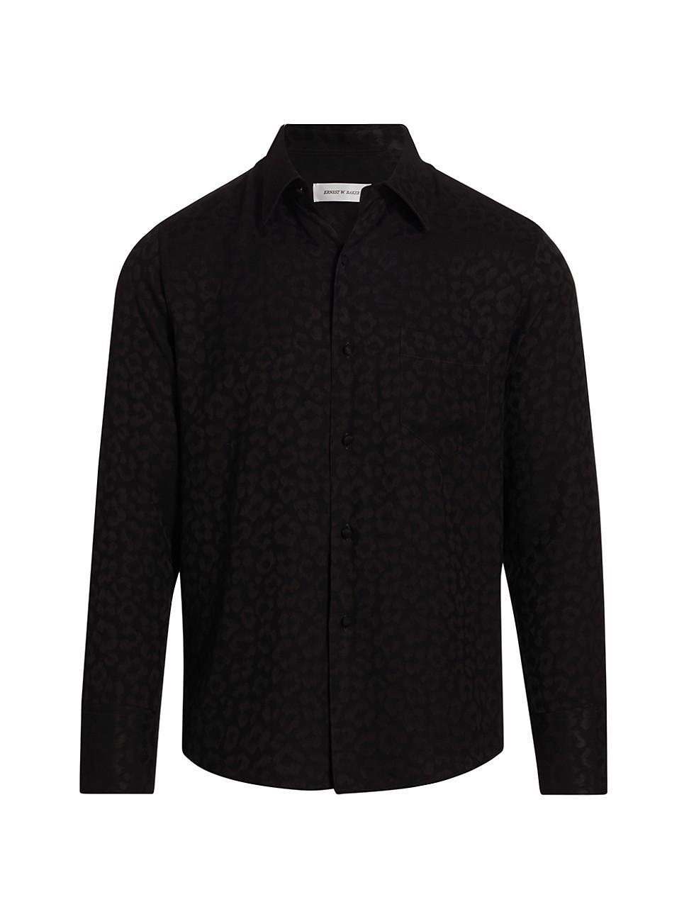 Mens Classic Tonal Leopard Button-Front Shirt Product Image