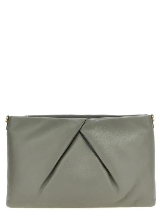 DRIES VAN NOTEN Logo Leather Clutch Bag In Gray Product Image