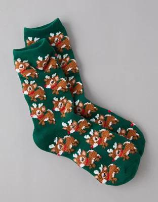 AE Fuzzy Rudolph Crew Socks Product Image