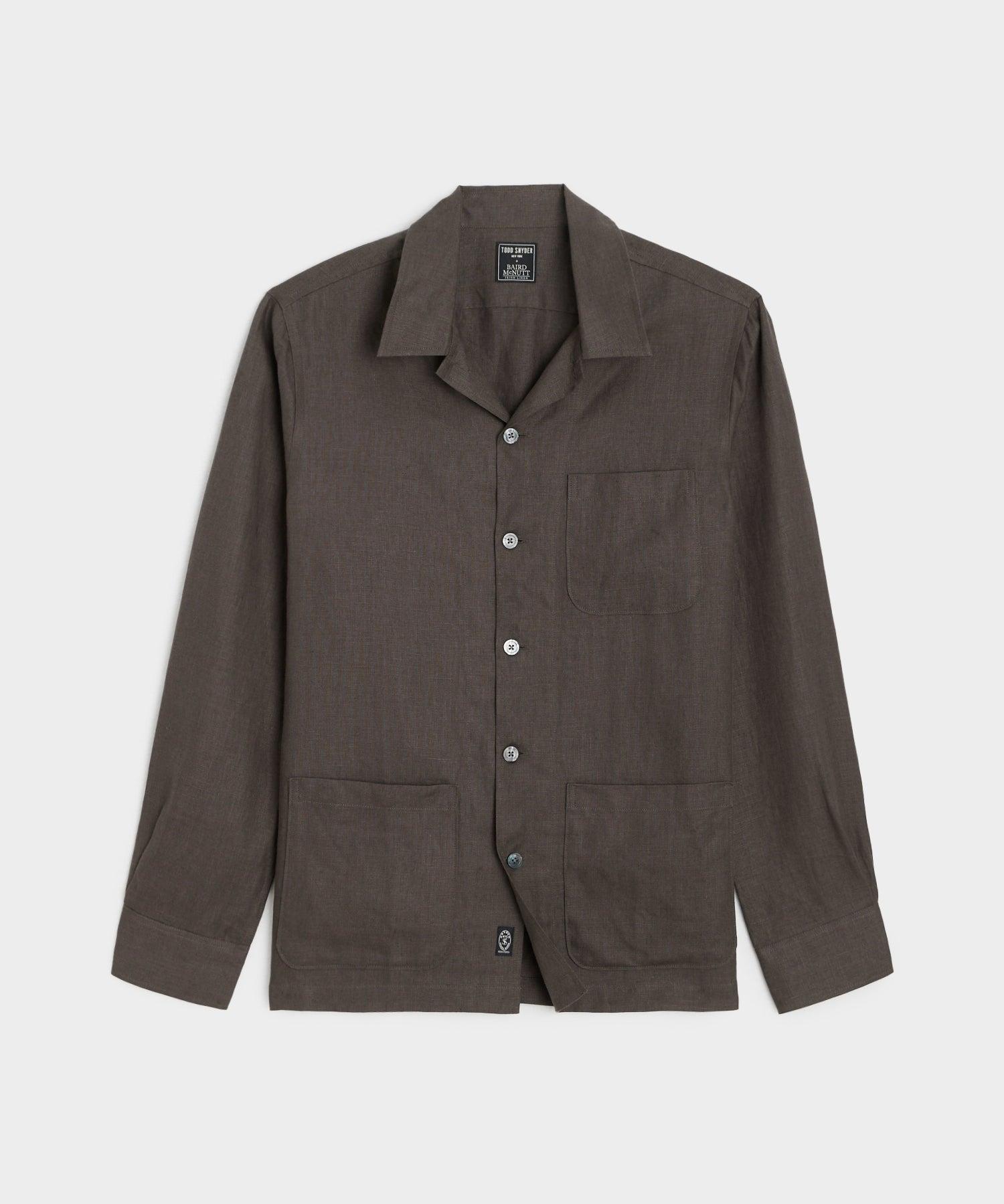 Irish Linen Chore Shirt in Brown Product Image