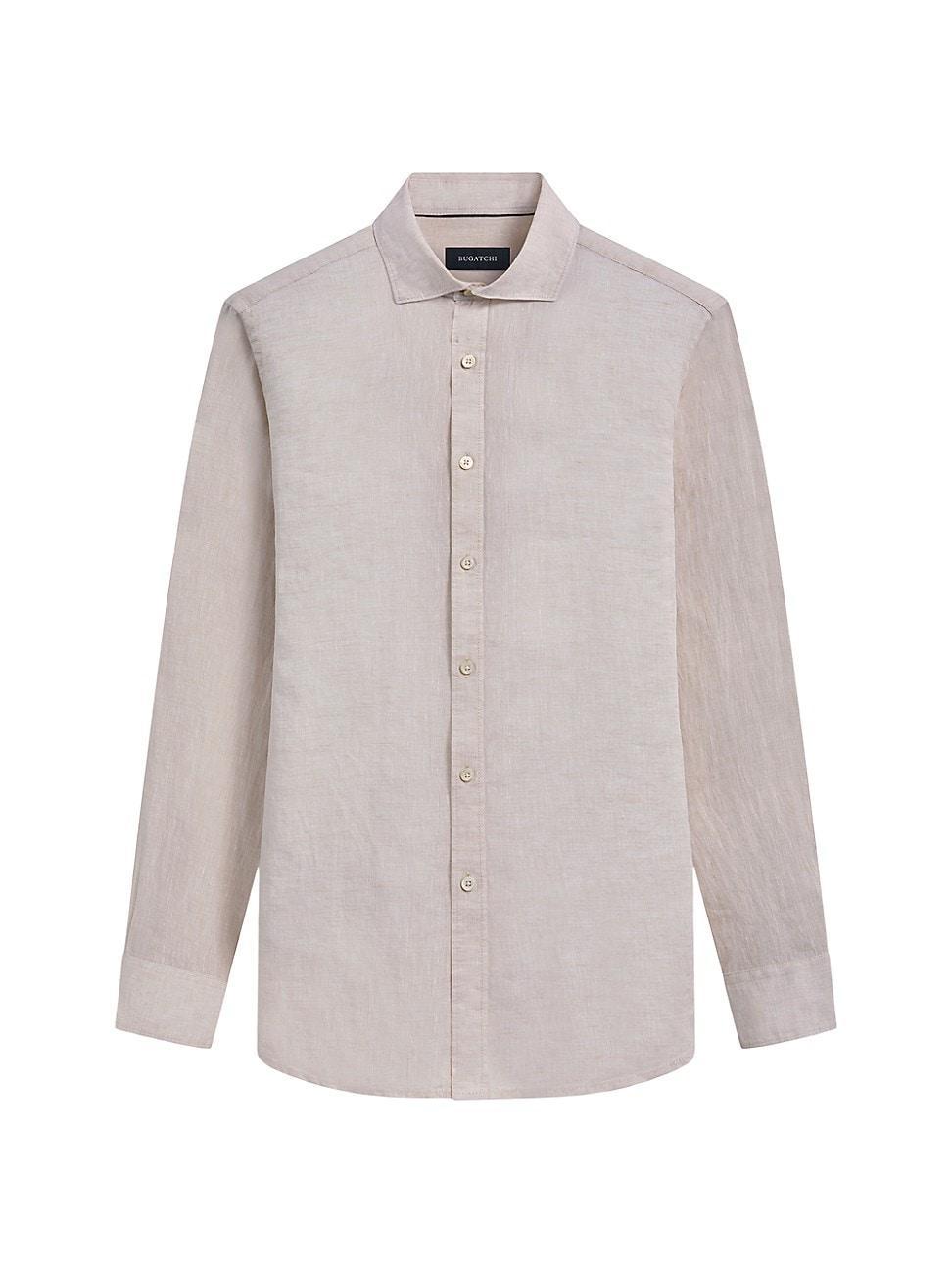 Mens Linen Long-Sleeve Button-Up Shirt Product Image