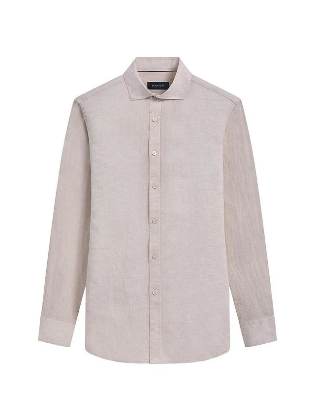 Mens Linen Long-Sleeve Button-Up Shirt Product Image