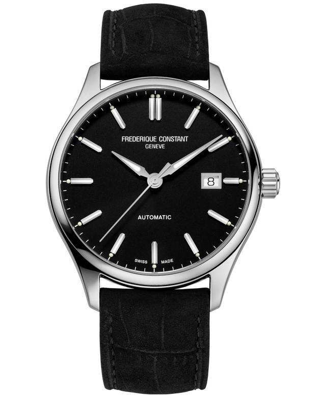 Frederique Constant Mens Swiss Automatic Classic Index Black Leather Strap Watch 40mm - Black Product Image