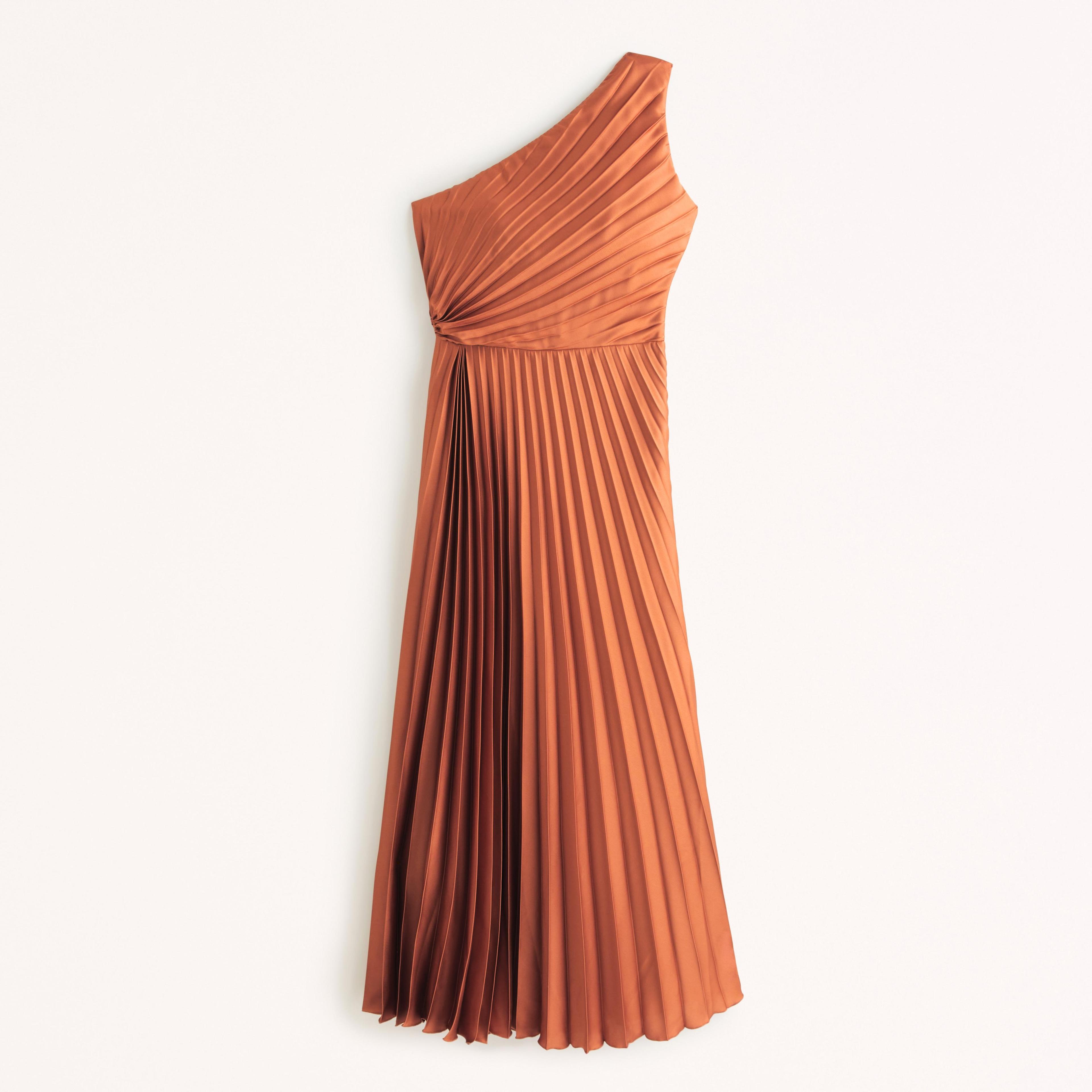 One-Shoulder Pleated Maxi Dress Product Image