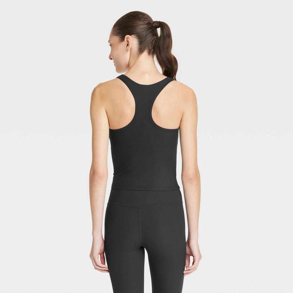 Womens Everyday Soft Rib Racerback Cropped Support Tank Top - All In Motion Black Product Image