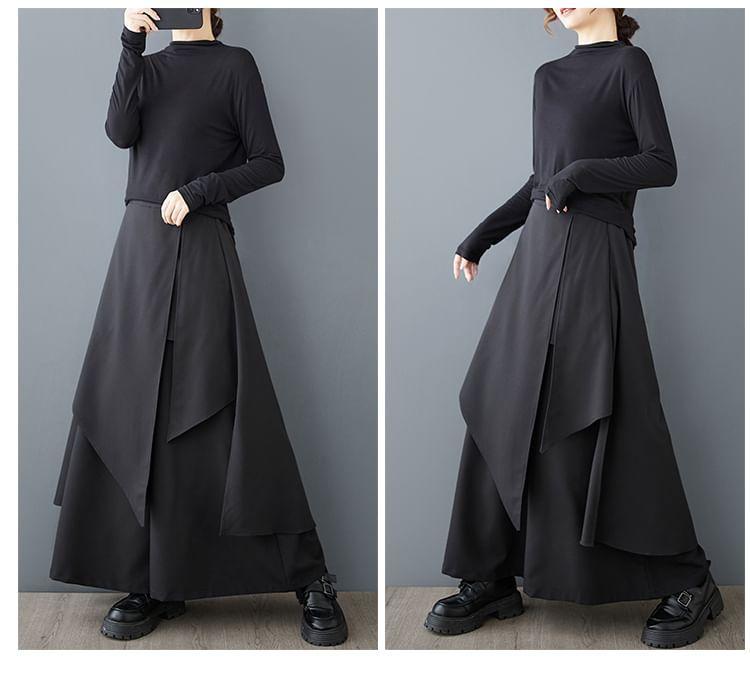 High Waist Plain Asymmetrical Culottes Product Image