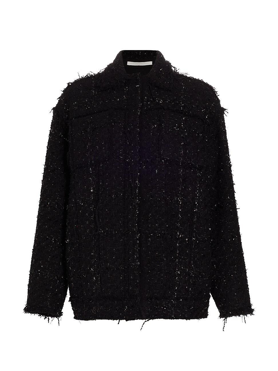 Womens Oversized Metallic Tweed Jacket Product Image