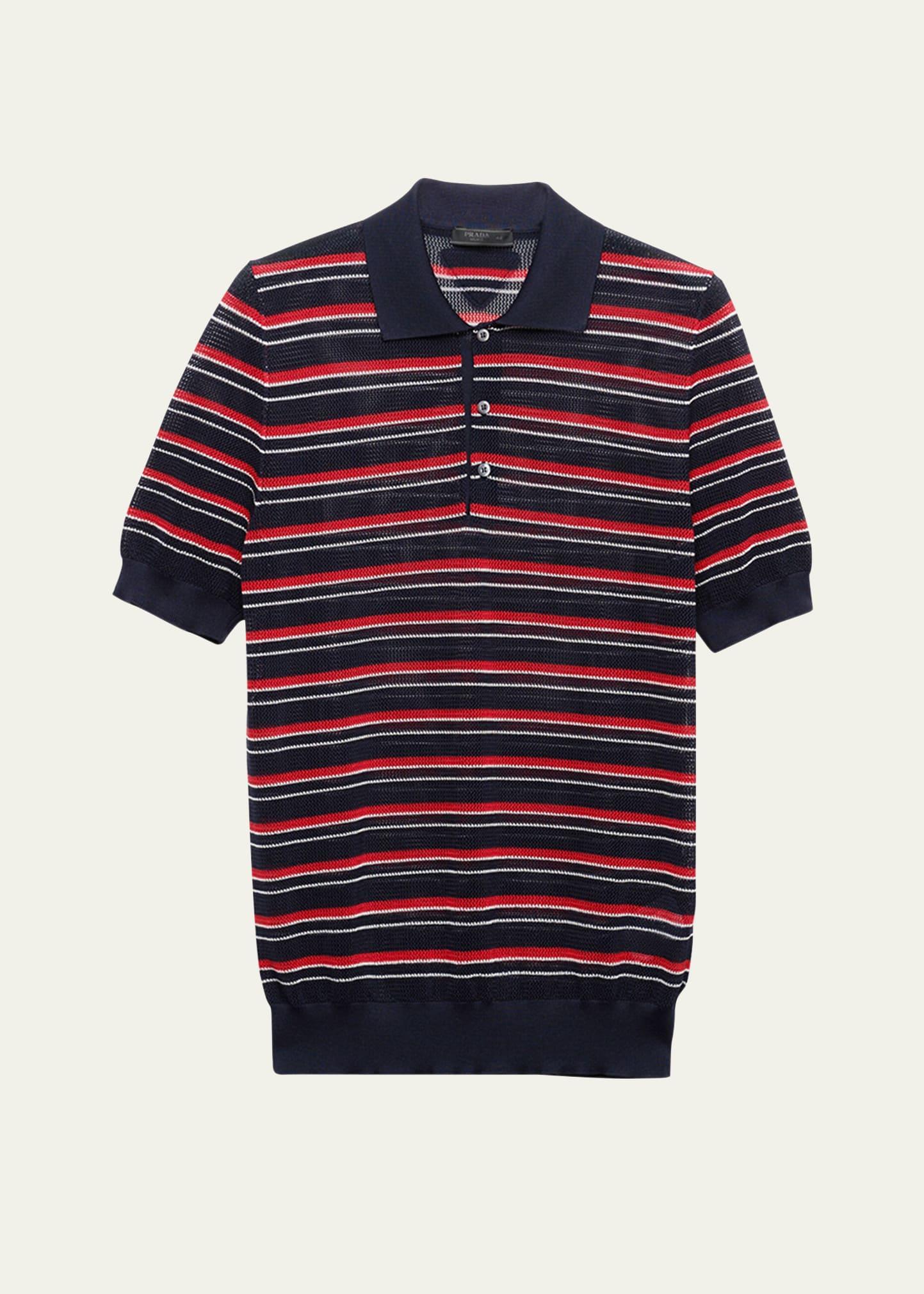 Mens Knit Stripe Polo Shirt Product Image