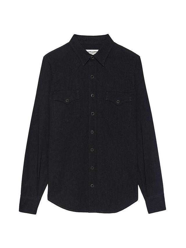 Mens Western Shirt In Black Rinse Denim Product Image