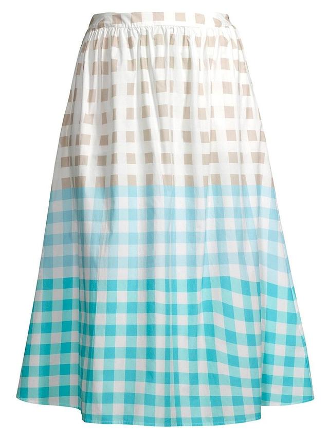 Plus Size Maxi A-Line Skirt - Gingham Cotton Poplin Product Image