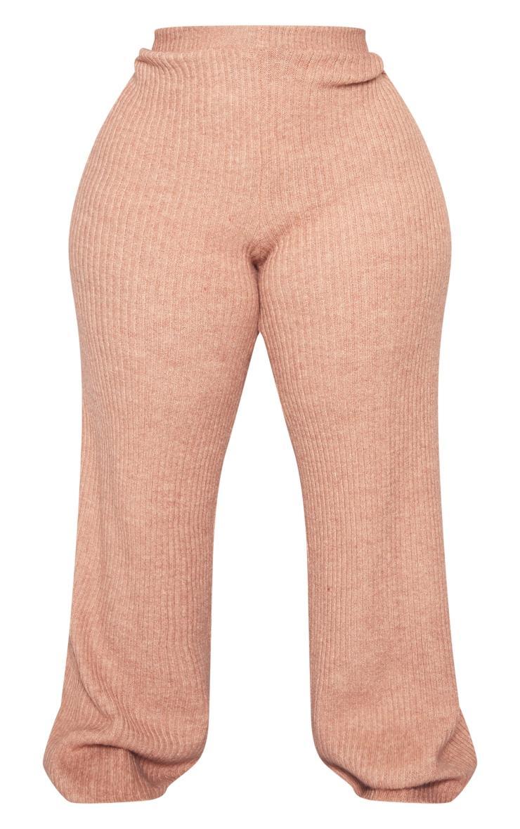 Plus Cappuccino Soft Rib Knit Pants Product Image