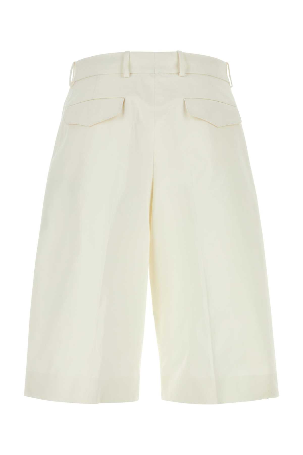 White Twill Bermuda Shorts In Ivory Product Image