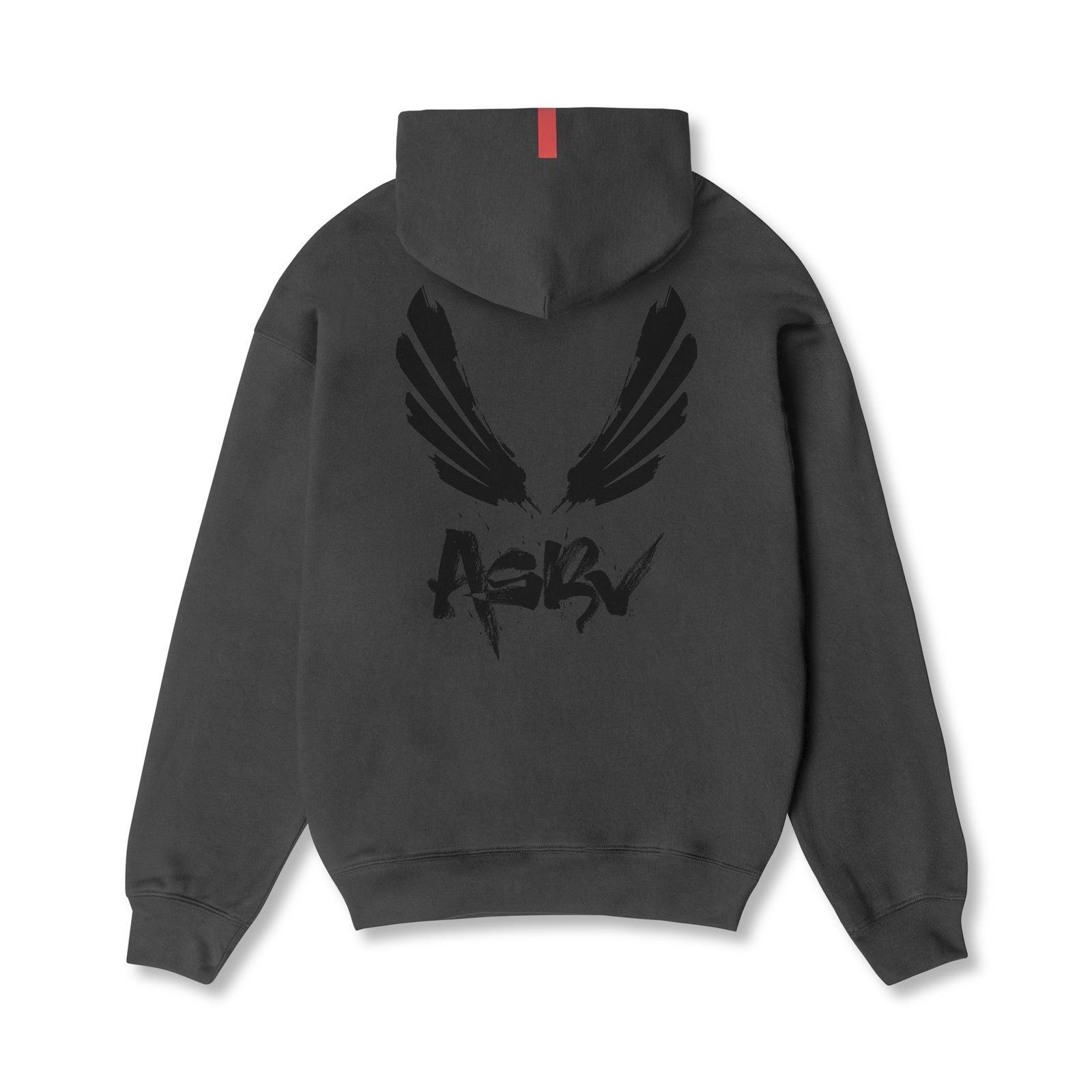 0874. Tech-Terry™ Zip Pocket Hoodie  -  Space Grey/Black "Brush Wings/ASRV" Product Image