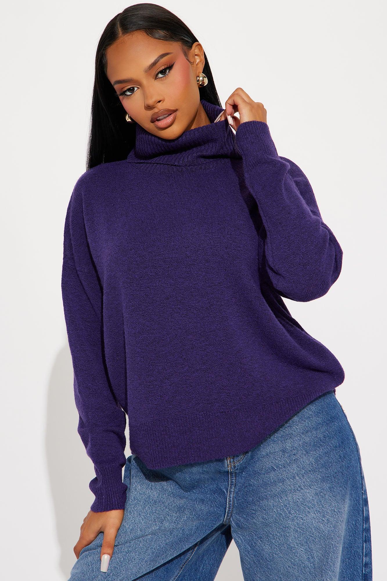 Snow Day Turtleneck Sweater - Purple Product Image