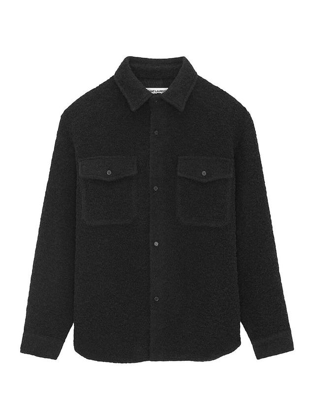 Saint Laurent - Flap-pocket Boucl Overshirt - Mens - Black Product Image