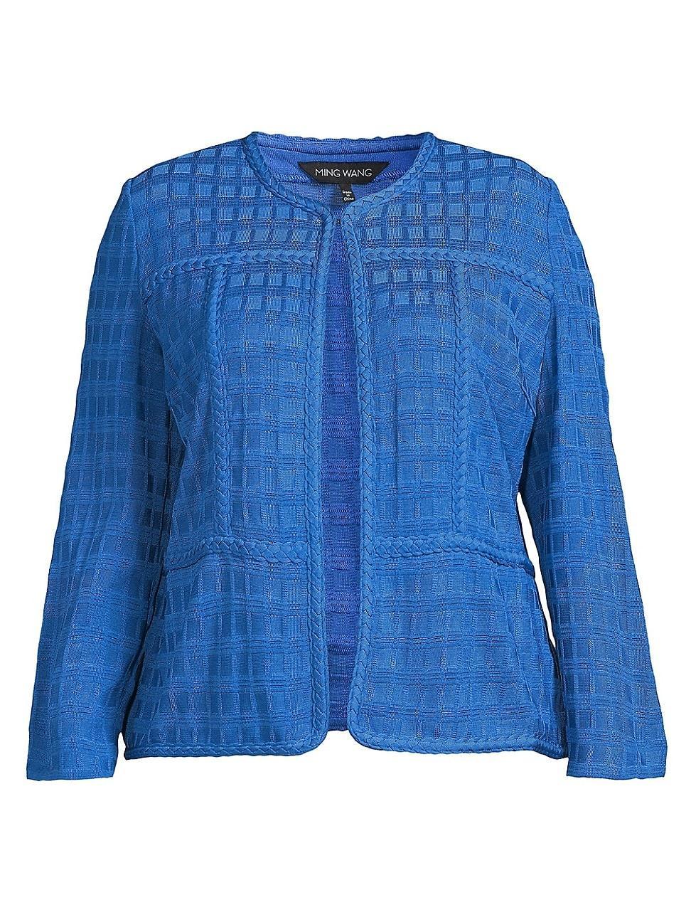 Womens Plus Size Braided Textured Knit Jacket Product Image