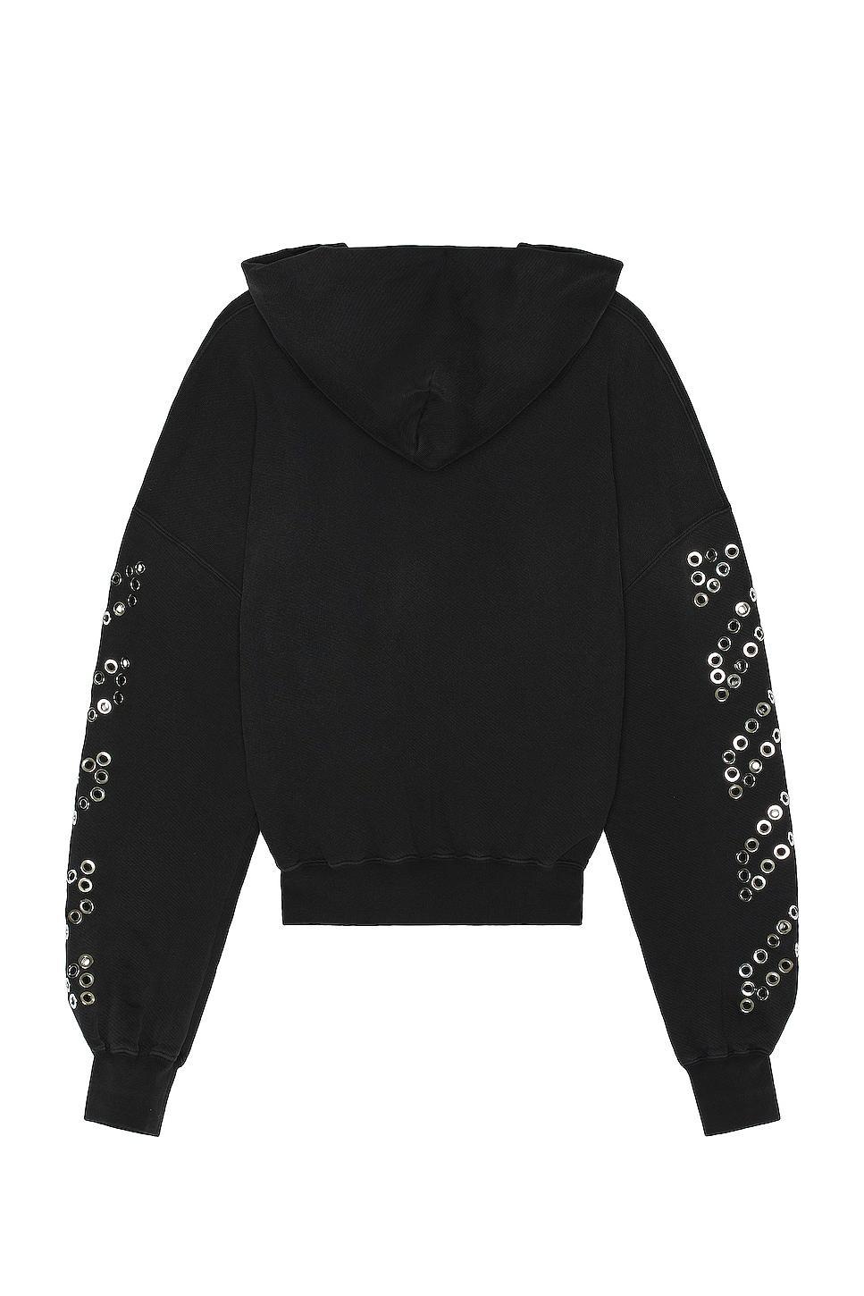 OFF-WHITE Eyelet Diags Over Hoodie in Black Product Image