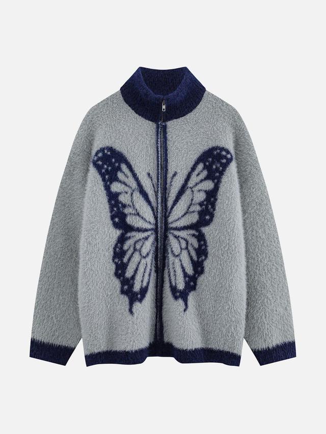 Aelfric Eden Butterfly Pattern Zip Up Cardigan Product Image