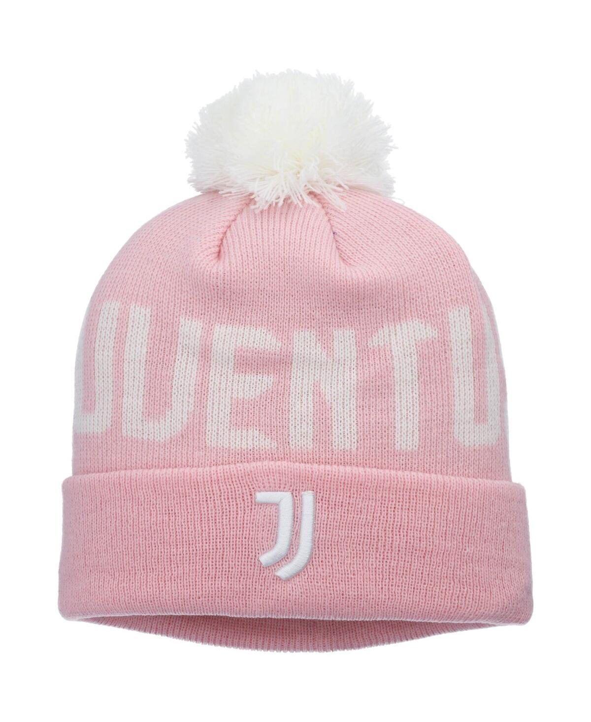 Mens Pink Juventus Pixel Neon Cuffed Knit Hat with Pom Product Image