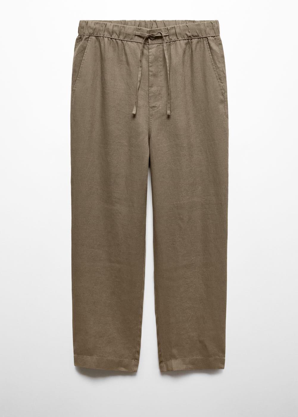 MANGO MAN - 100% linen drawstring pants khakiMen Product Image