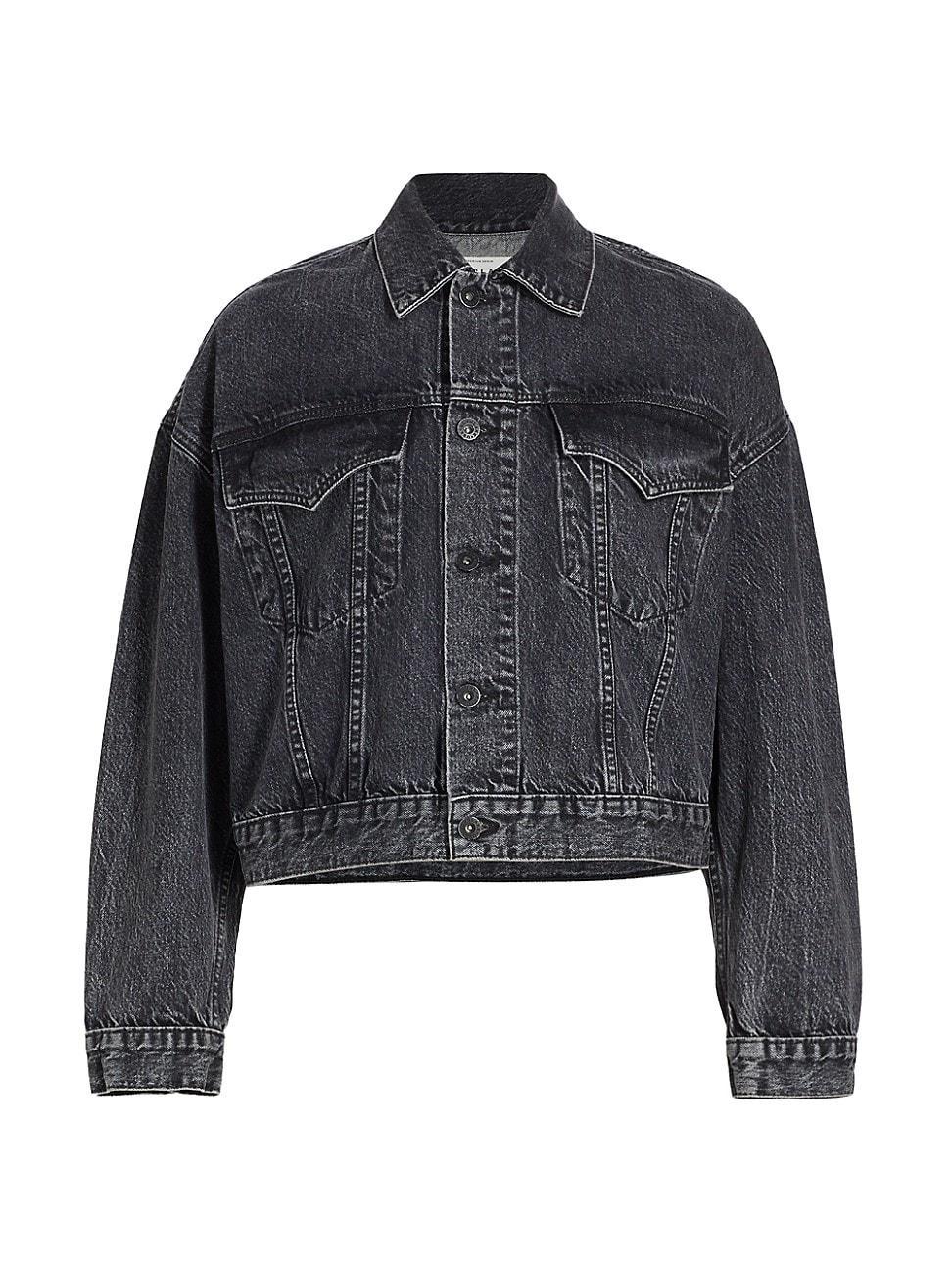 Womens Detroit Denim Crop Trucker Jacket Product Image