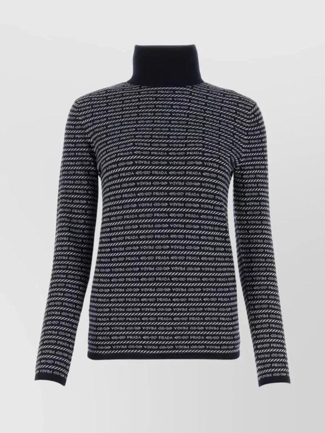 Delicate Embroidered Wool Turtleneck In Black Product Image