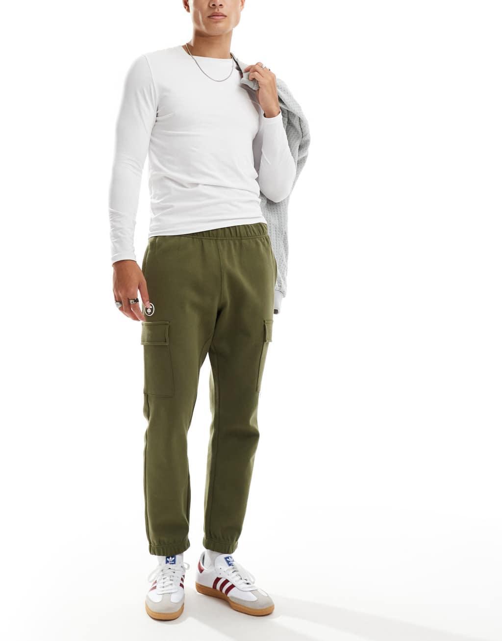 AAPE By A Bathing Ape logo cargo cuffed sweatpants in khaki Product Image