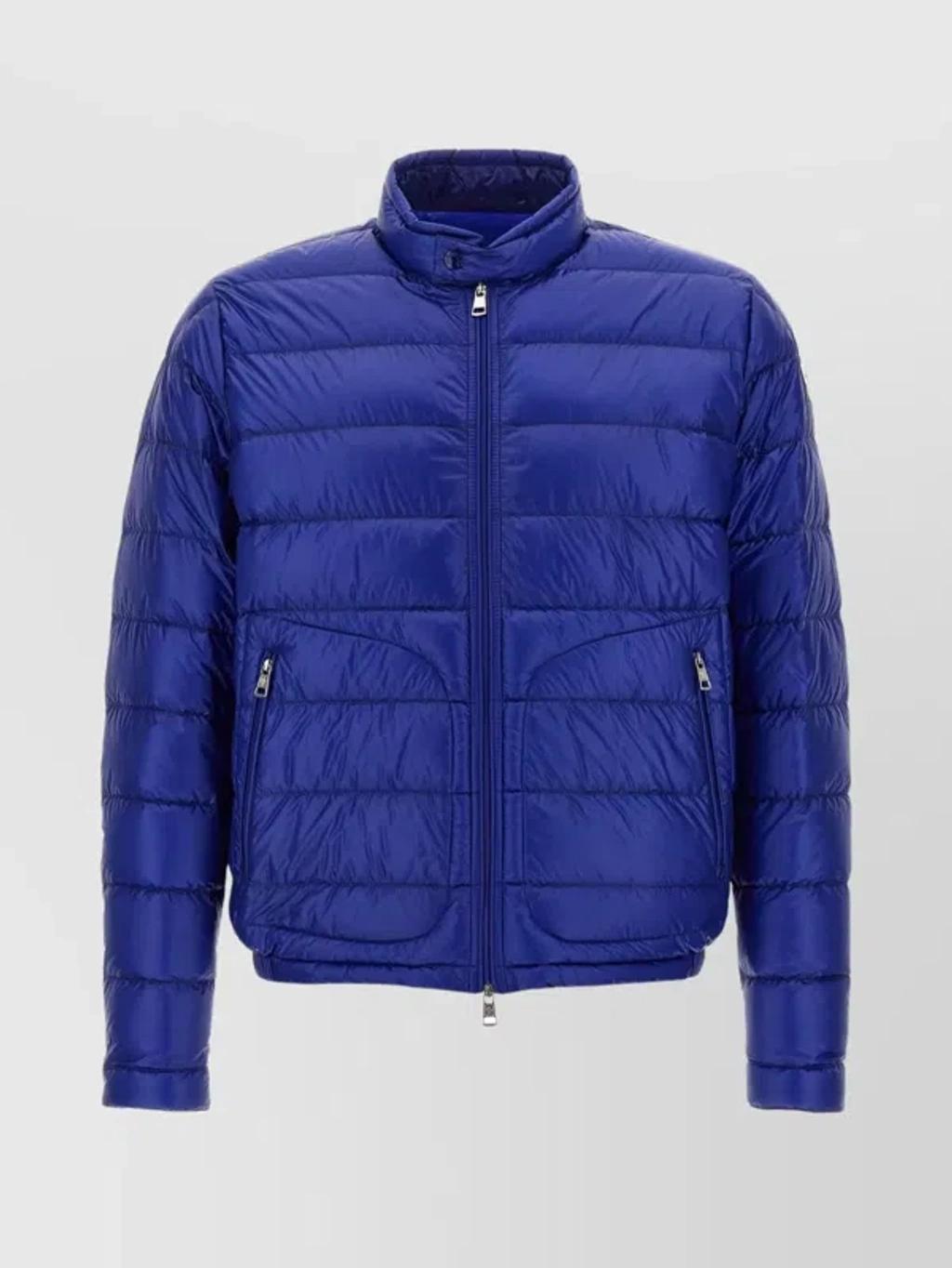 MONCLER Padded Jacket With Elasticated Cuffs And High Collar In Blue Product Image