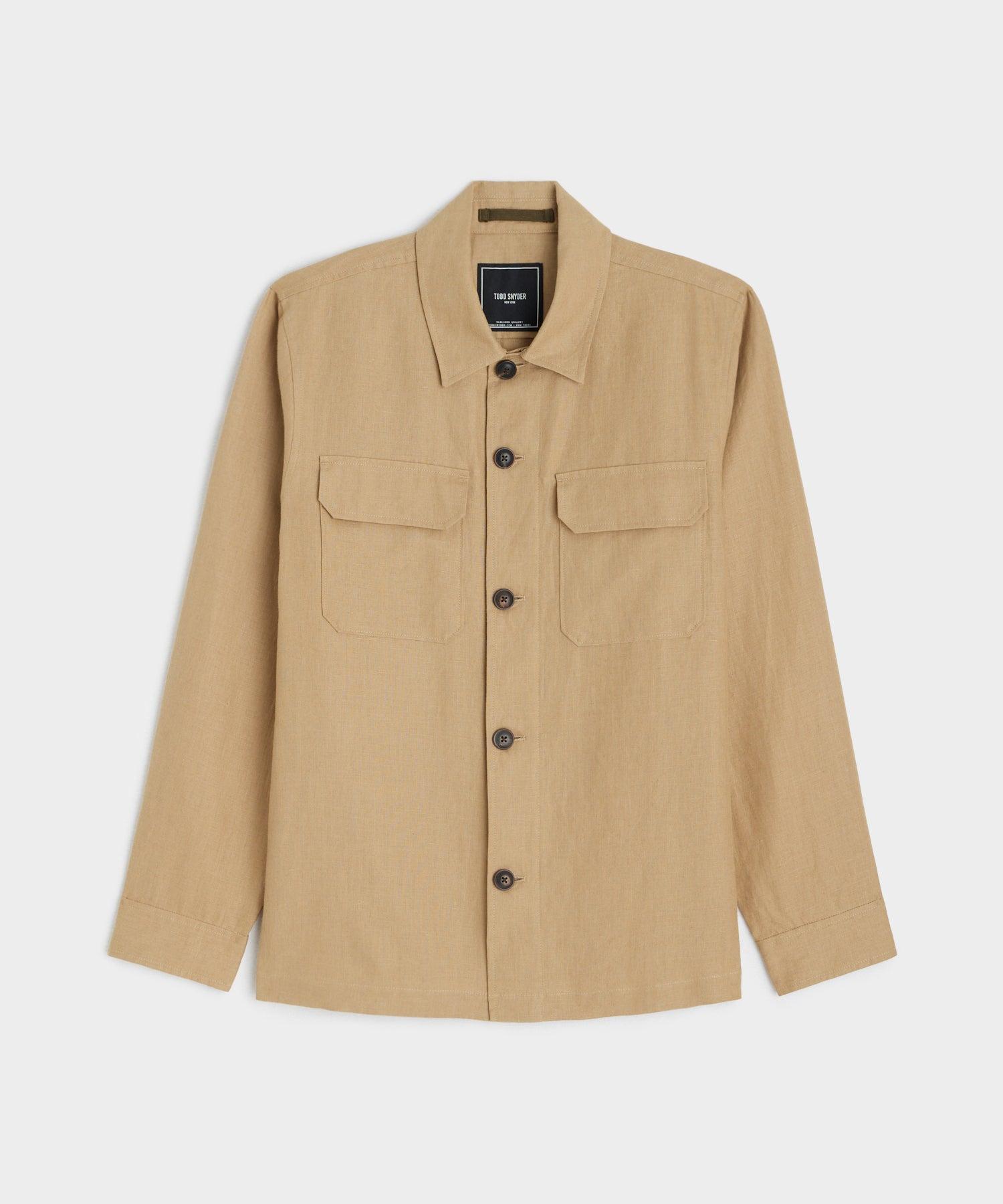 Linen Two-Pocket Overshirt in Pine Cone Product Image