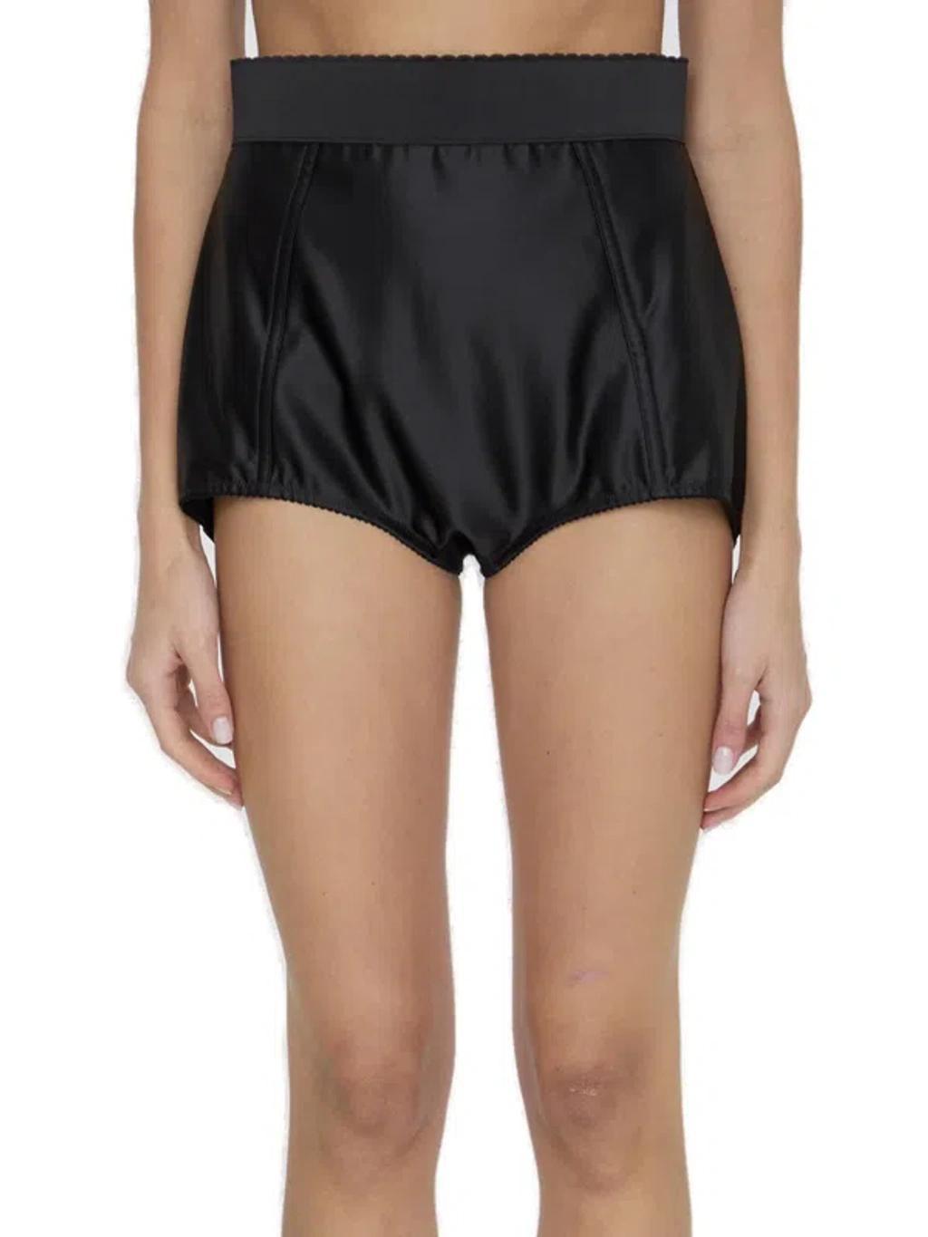 DOLCE & GABBANA Marquisette High-waist Satin Panties In Black product image