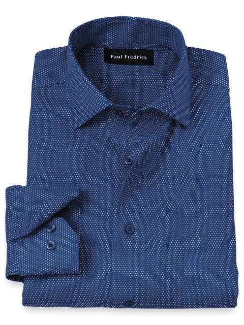 Non-Iron Cotton Dot Dress Shirt - Blue Product Image