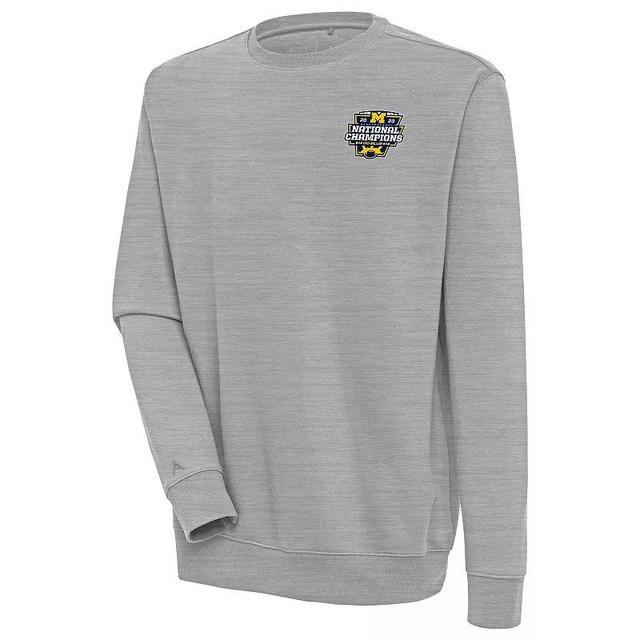 Mens Antigua Heather Gray Michigan Wolverines College Football Playoff 2023 National Champions Victory Pullover Sweatshirt Product Image