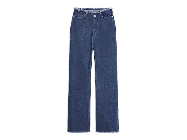 We Wore What Frayed Waistband Straight Jeans (True ) Women's Jeans Product Image