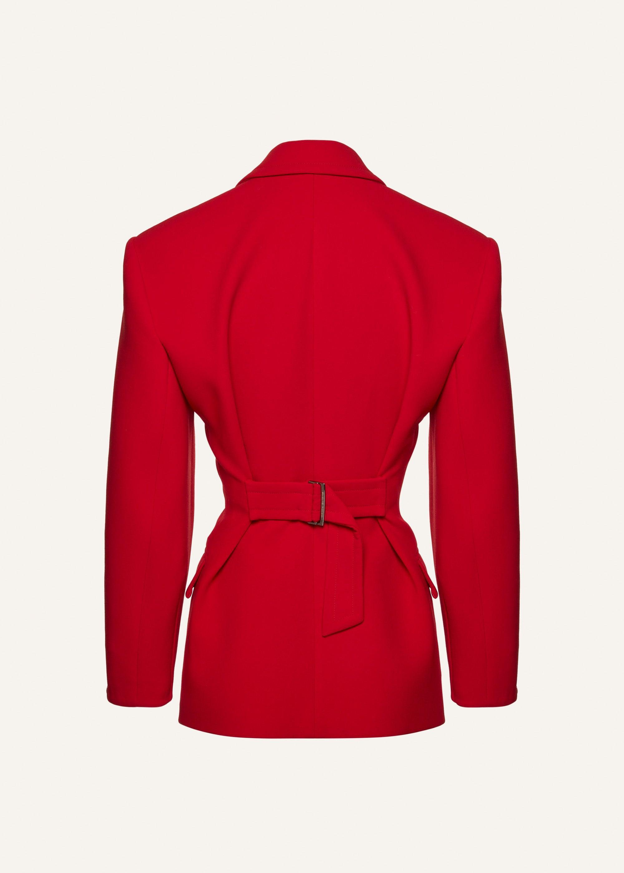 Double-button hourglass blazer in red Product Image