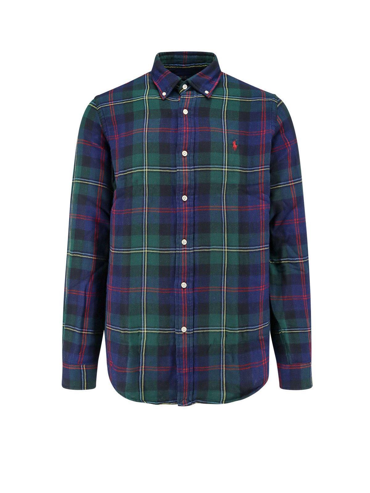 POLO RALPH LAUREN Custom Fit Plaid Double-faced Shirt In Green Product Image