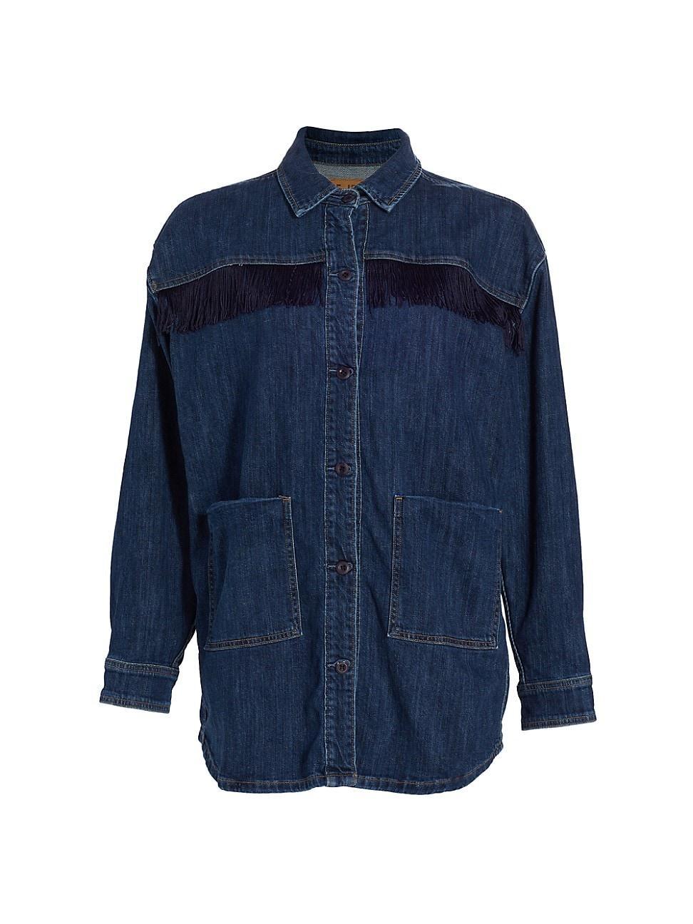 Womens Kira Fringe Denim Overshirt Product Image