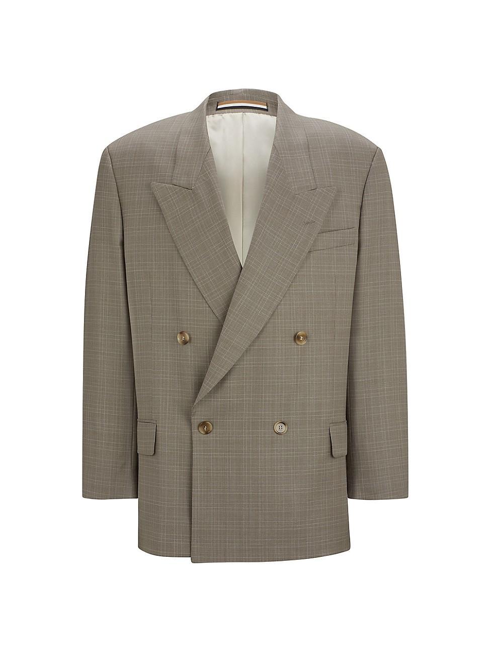 Mens Relaxed Fit Jacket in Checked Virgin Wool Serge Product Image