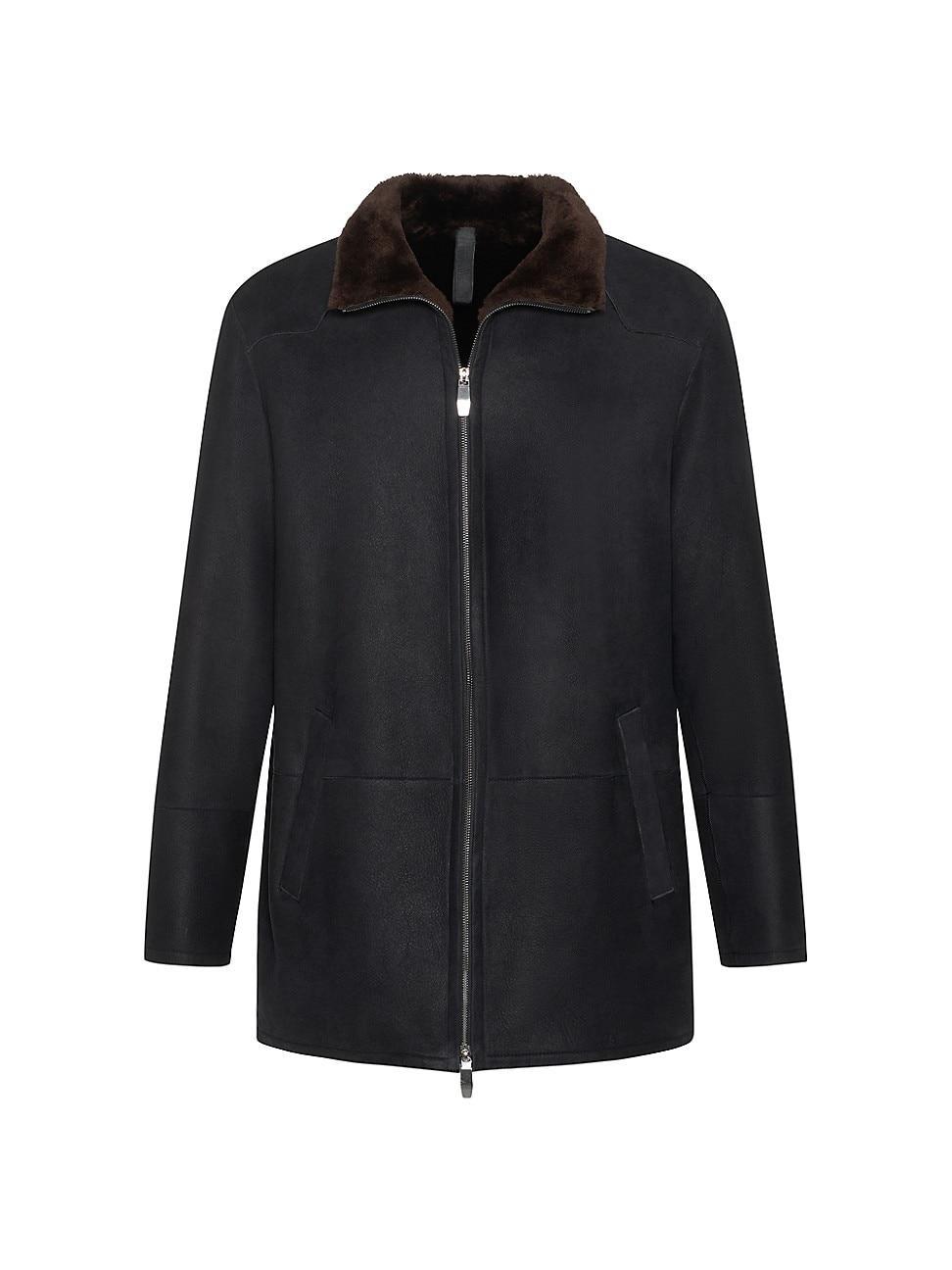 Mens Shearling Lamb Stroller Coat Product Image