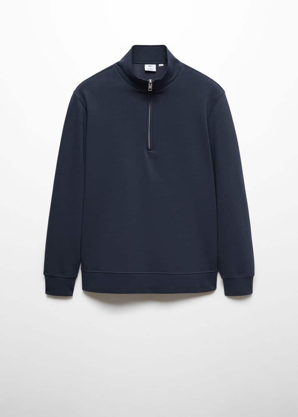 MANGO MAN - Cotton sweatshirt with zipper neck navyMen Product Image