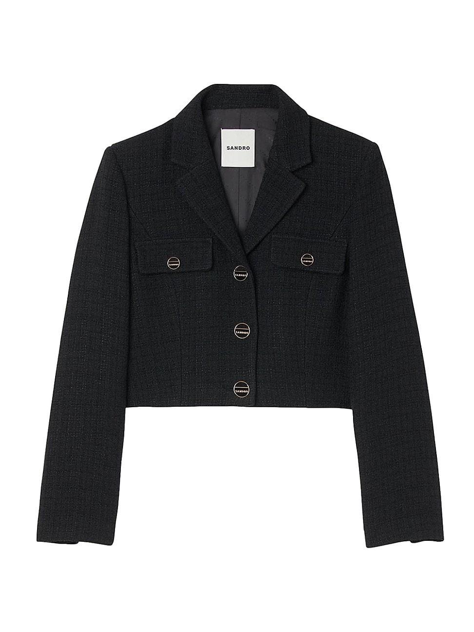 Womens Cropped tweed button-up jacket product image