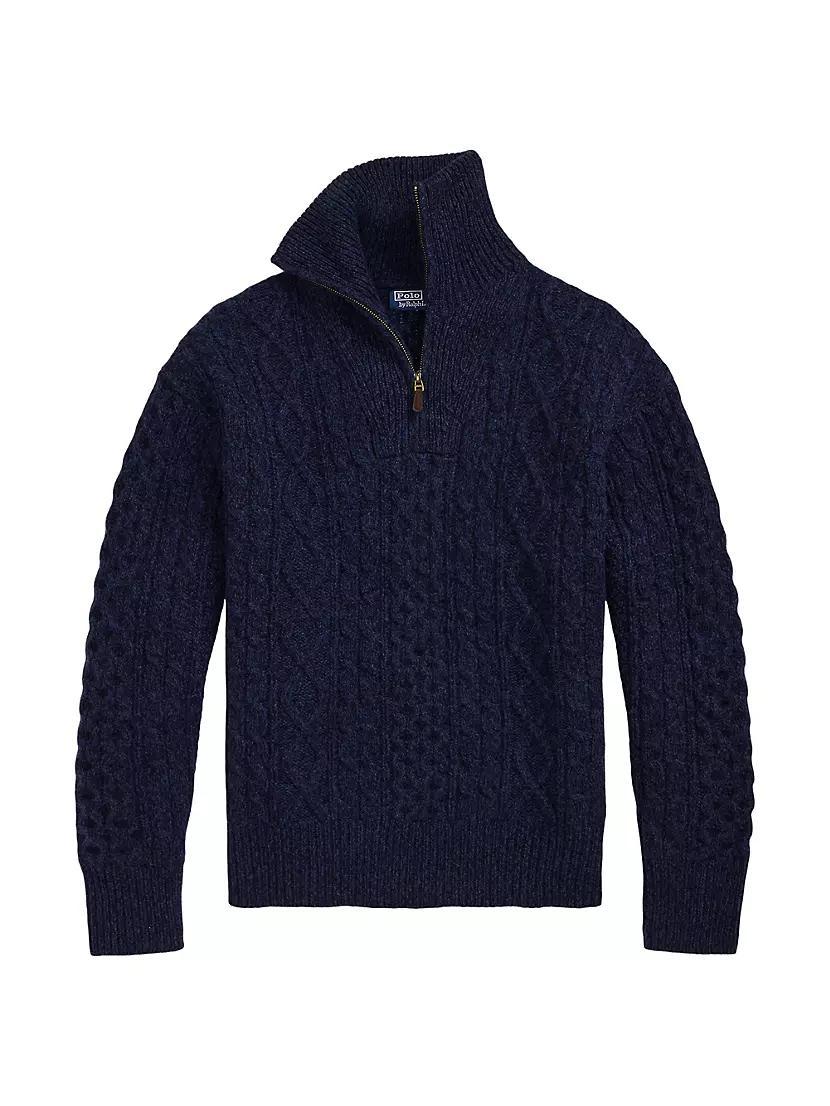 Wool-Alpaca Cable-Knit Half-Zip Pullover Product Image