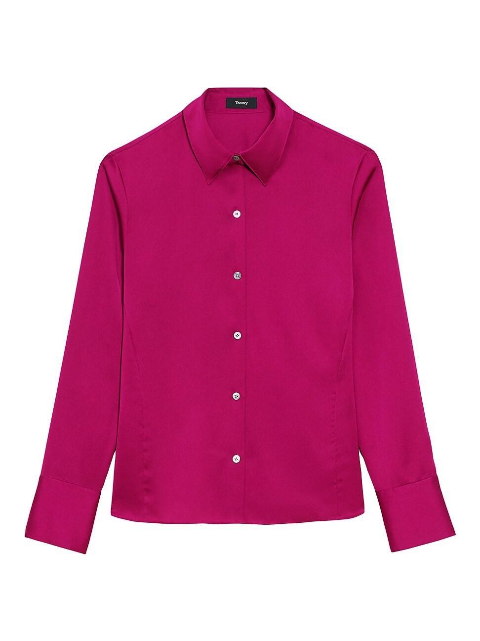 Womens Satin Slim-Fit Shirt Product Image