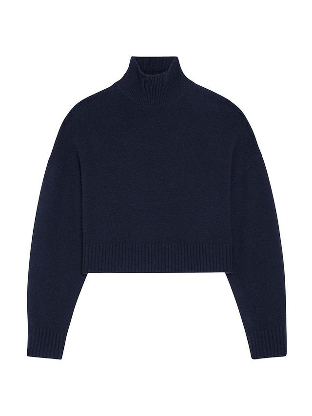 Womens Cashmere Rib-Knit Cropped Turtleneck Sweater Product Image