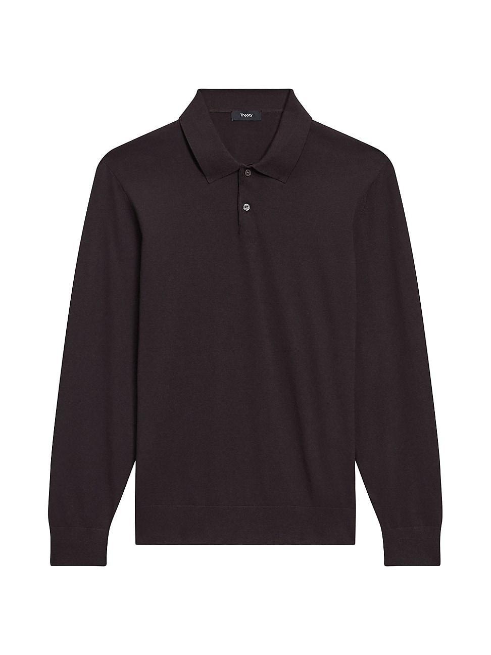 Theory Goris Long-Sleeve Polo Shirt in Fine Bilen  male Product Image