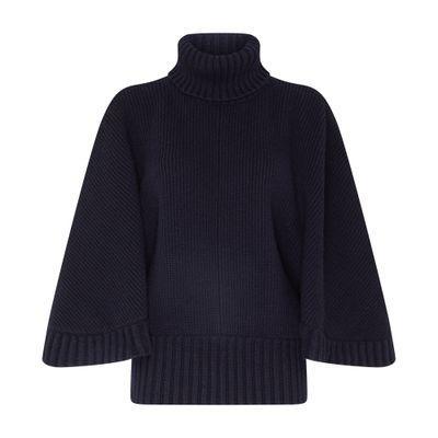 Oversized Mockneck Cashmere And Cotton Sweater In Blue Product Image