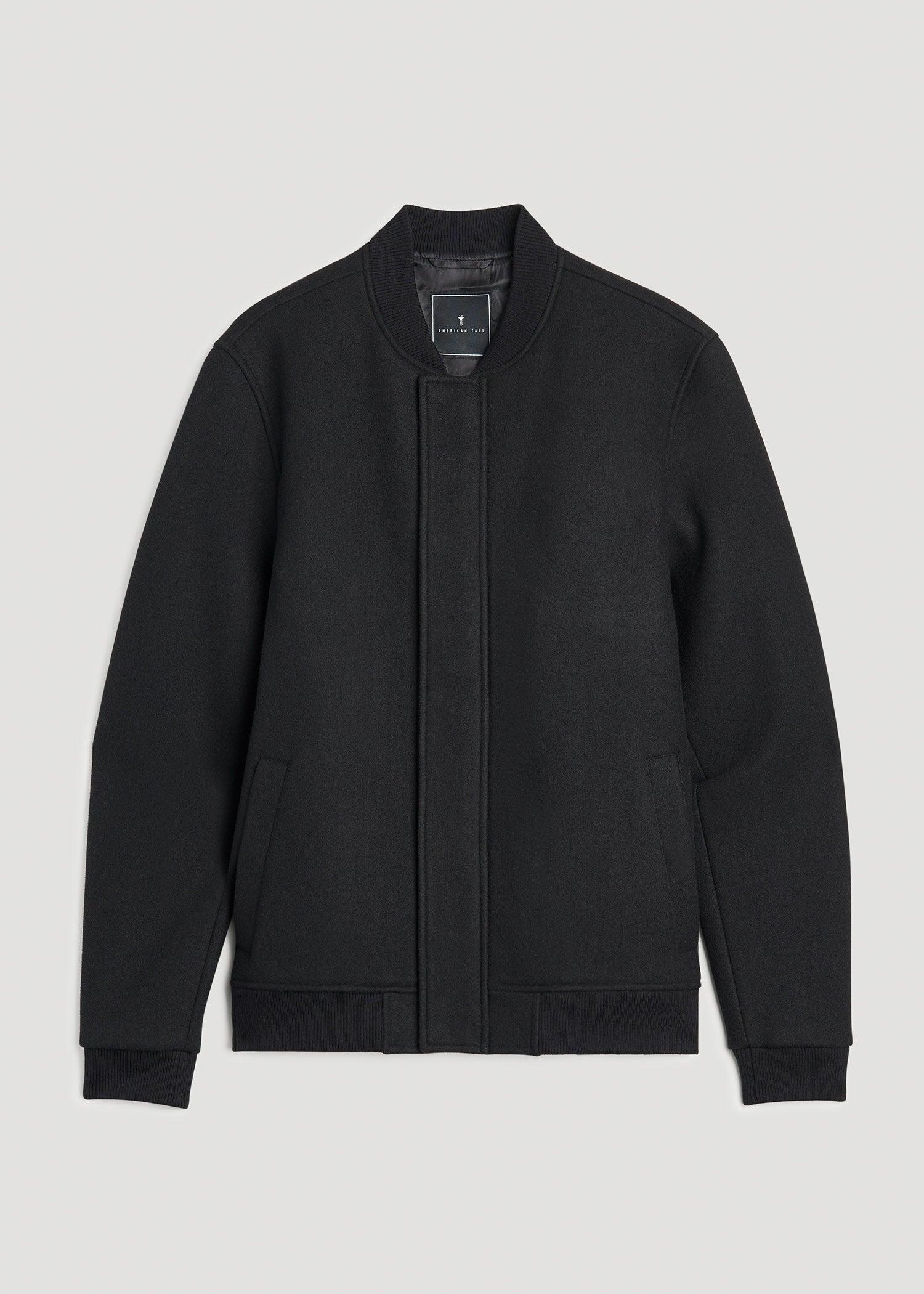 Melton Varsity Jacket for Tall Men in Black Male Product Image