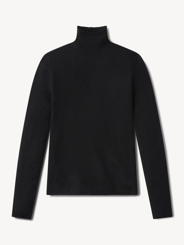 Black Featherweight Silk Cashmere Turtleneck Product Image